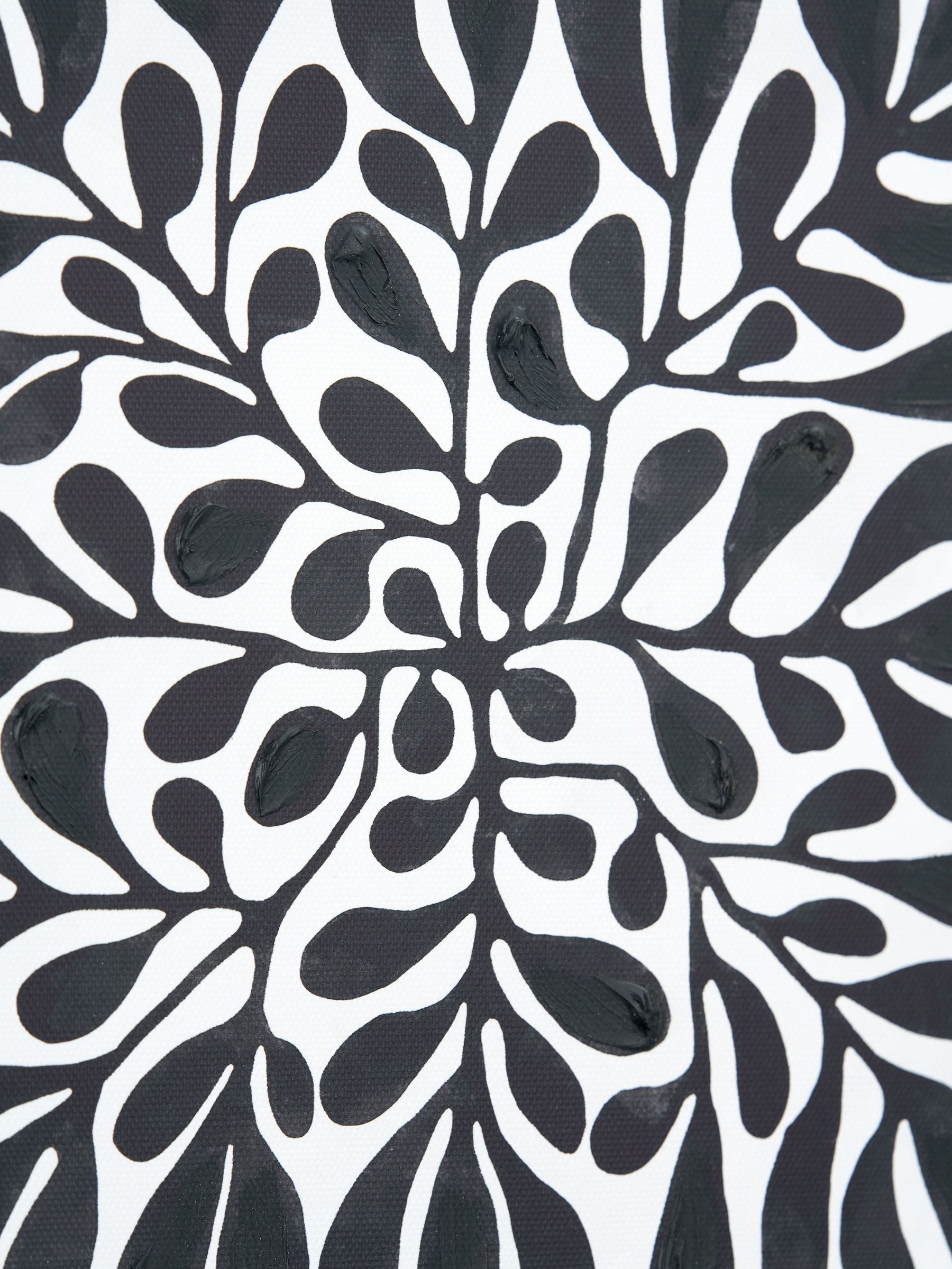 Pacific black and white leaf print square canvases with frames set of 2, imported from the UK