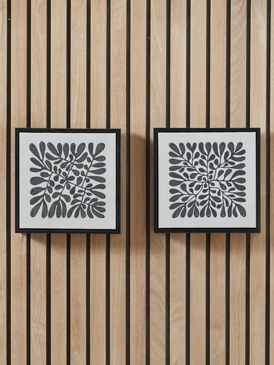 Next Pacific Black and White Leaf Print Square Canvases with Frames Set of 2 Wall Art- Buy online at McGrocer