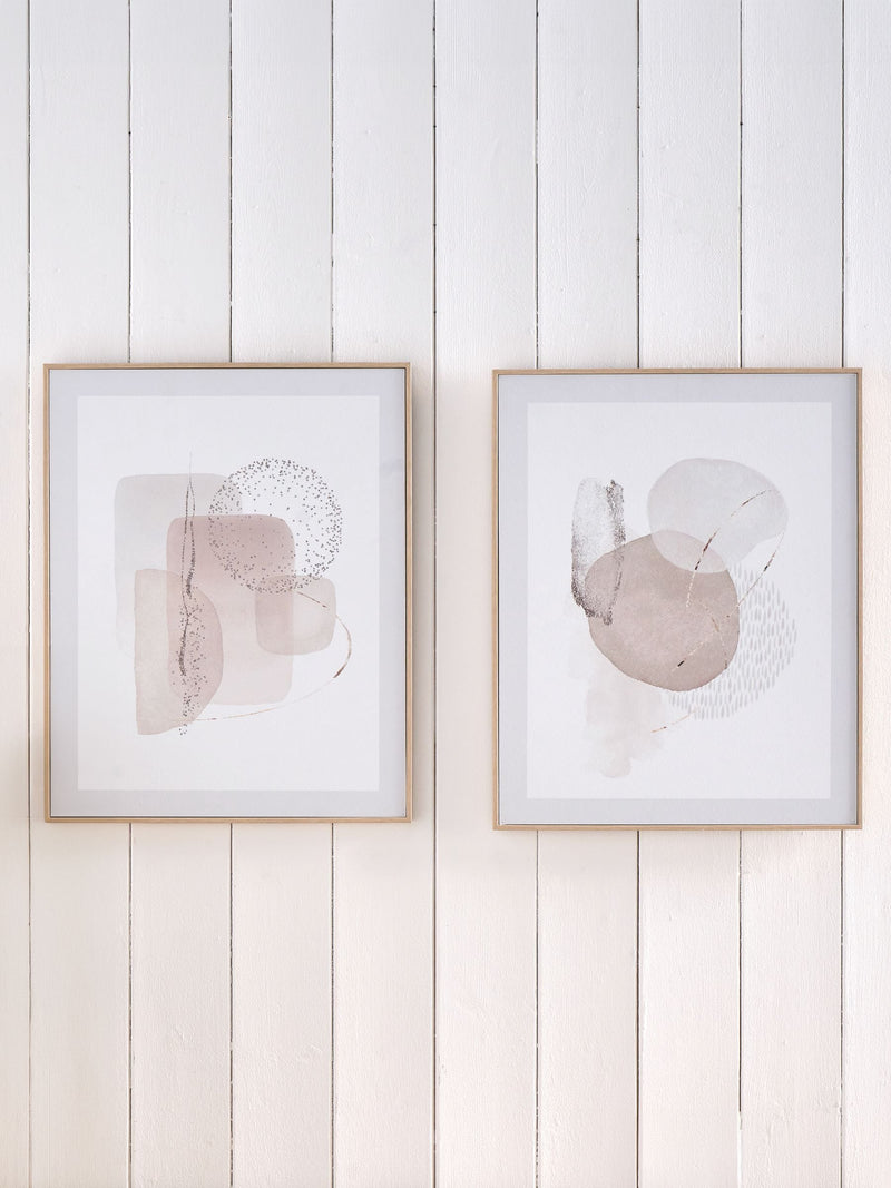 Abstract wall art canvases set of 2 natural frame 50x35cm - British product