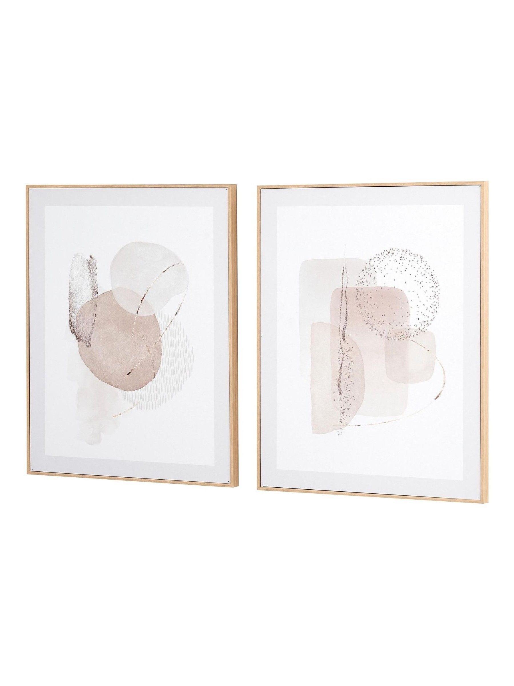 Abstract wall art canvases set of 2 natural frame 50x35cm - British product