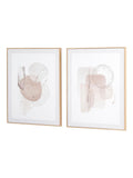 Abstract wall art canvases set of 2 natural frame 50x35cm - British product