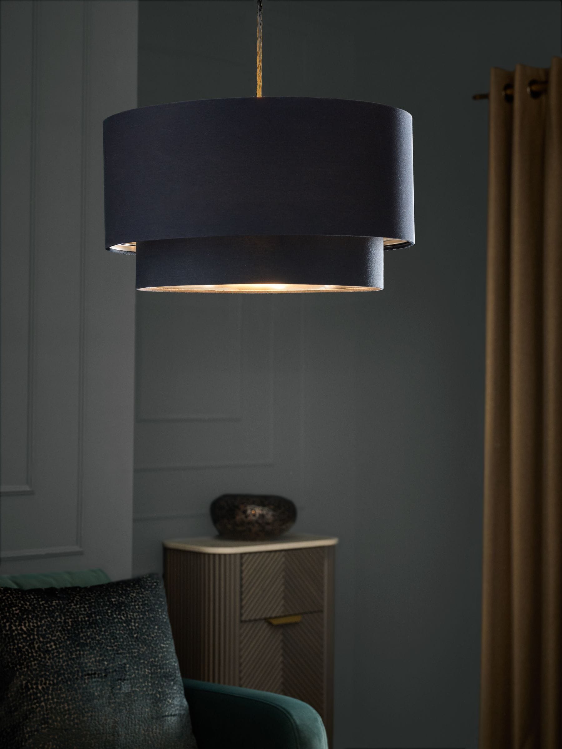Next Champagne Gold Rico Easy Fit Drum Ceiling Light Shade