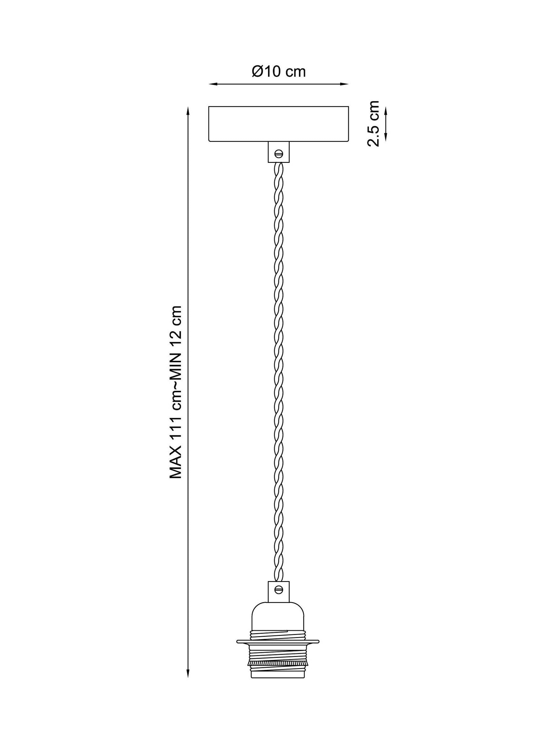 Pink ES lamp holder cable kit with adjustable drop, UK version
