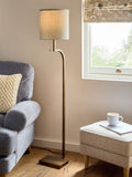 Brass Hanbury floor lamp with fabric shade 135cm - British product