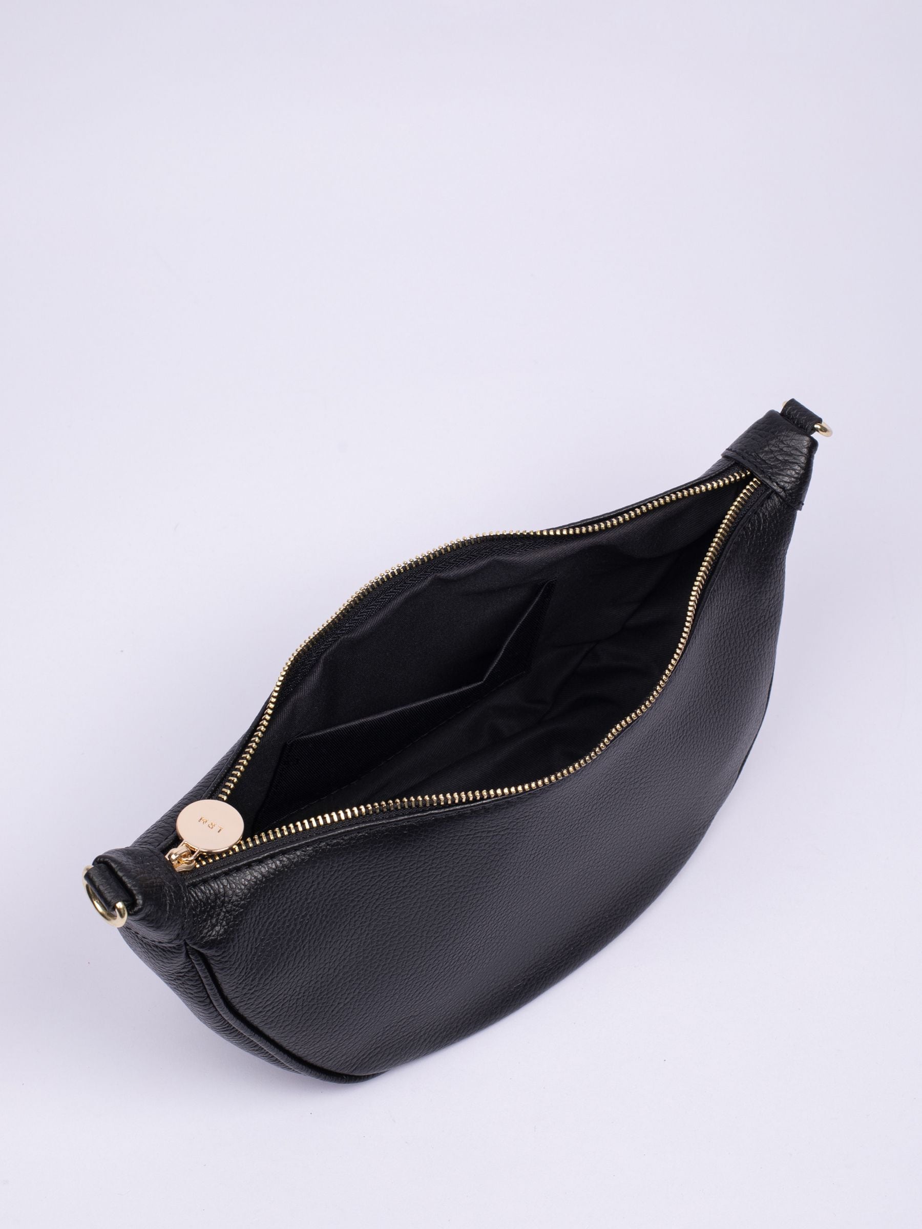 LRM Goods black leather hip bag, imported from the UK