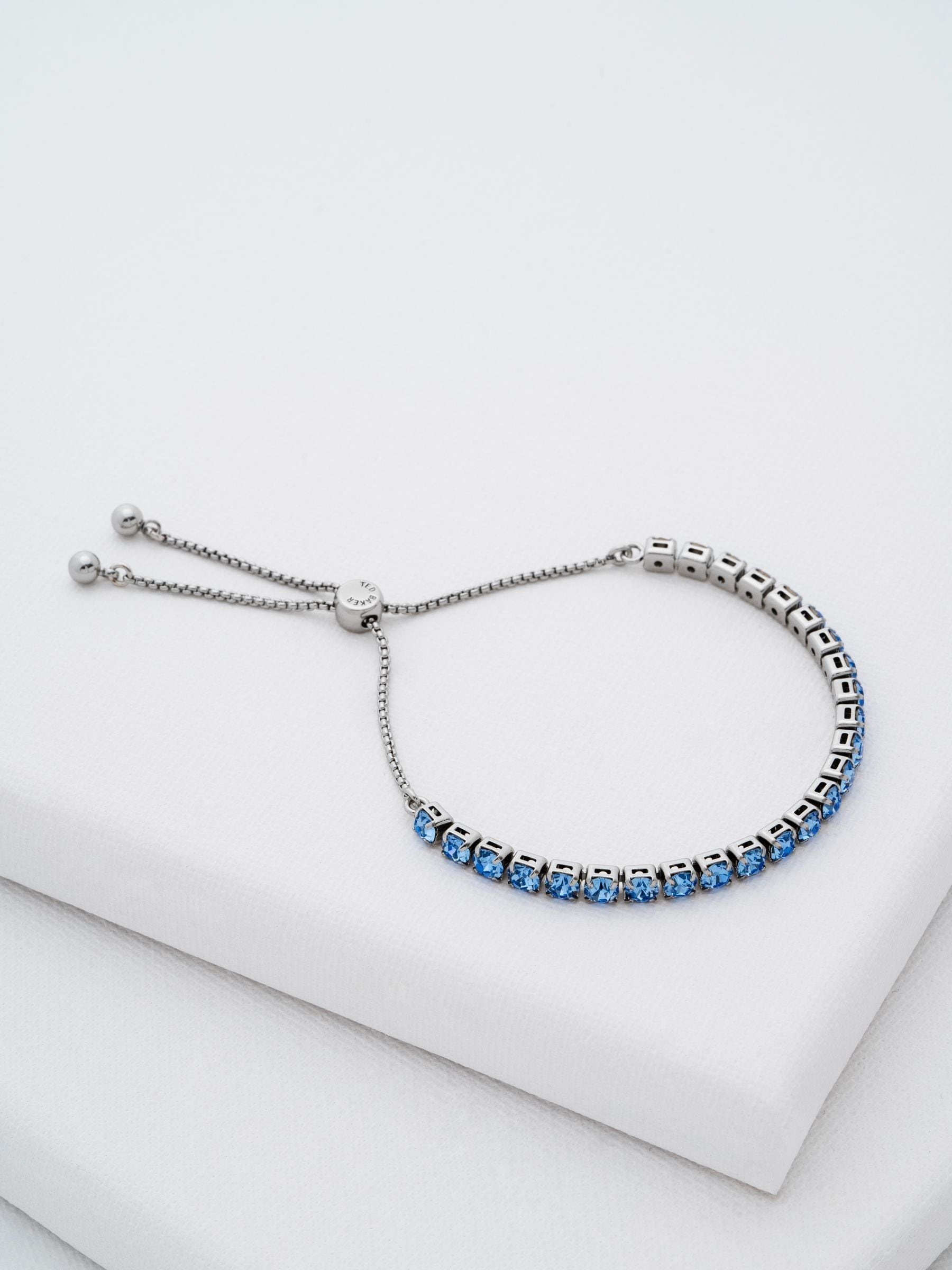 Ted Baker silver tone tennis bracelet light sapphire 21cm (British brand)