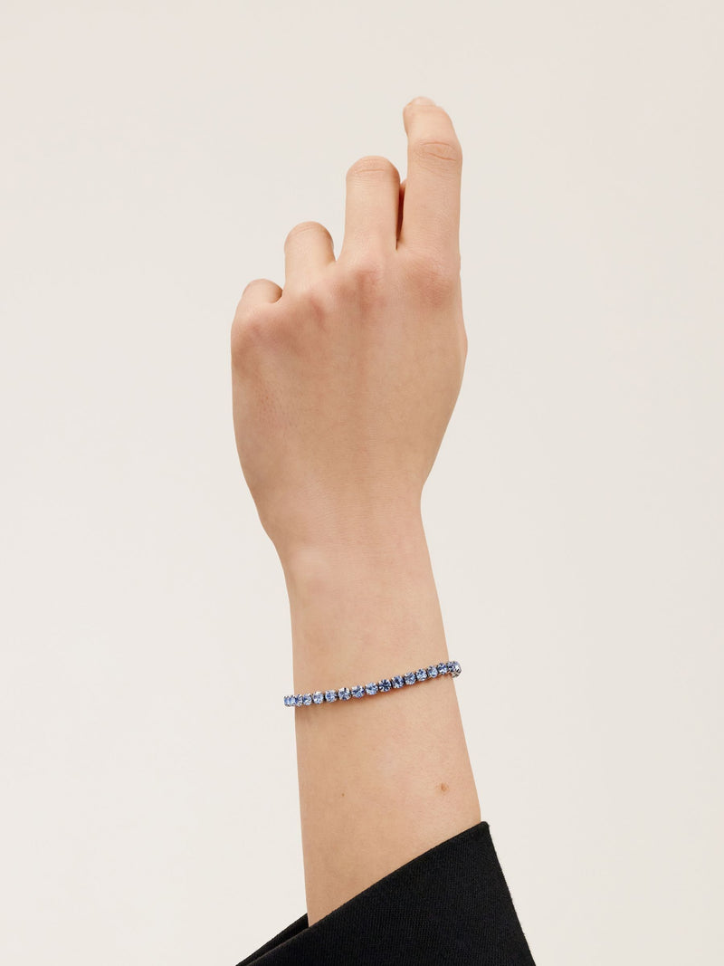 Ted Baker silver tone tennis bracelet light sapphire 21cm (British brand)