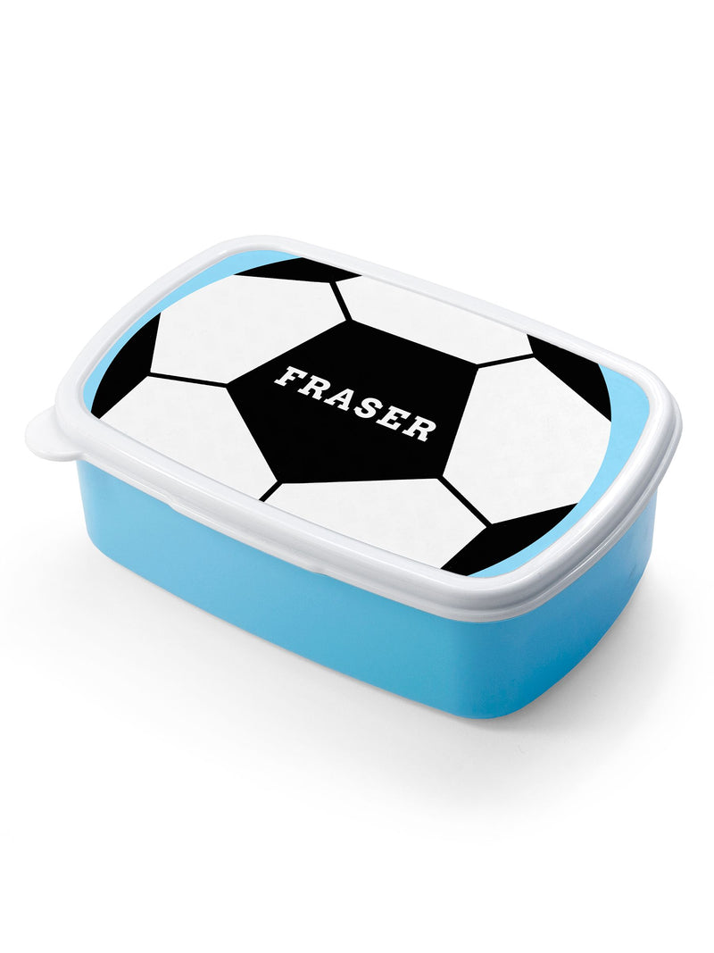 Personalised kids football lunch box imported from the UK