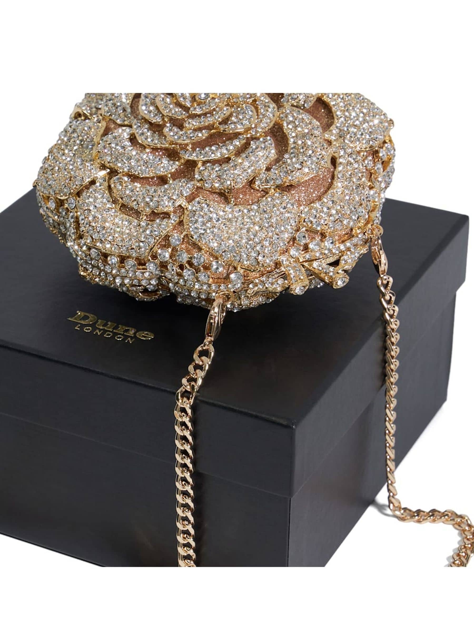 Dune London Gold Bling hard embellished clutch bag, UK version