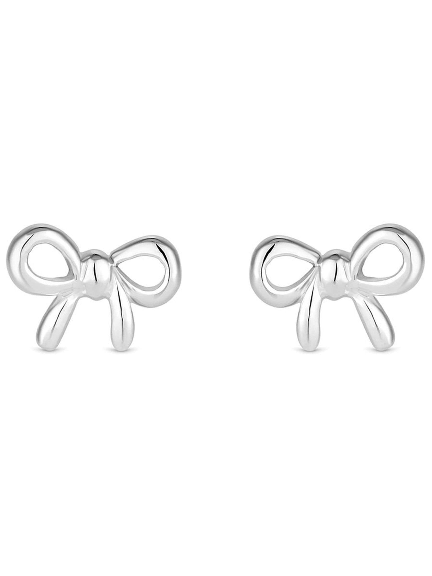 Polished Bow Stud Earrings in 925 Sterling Silver