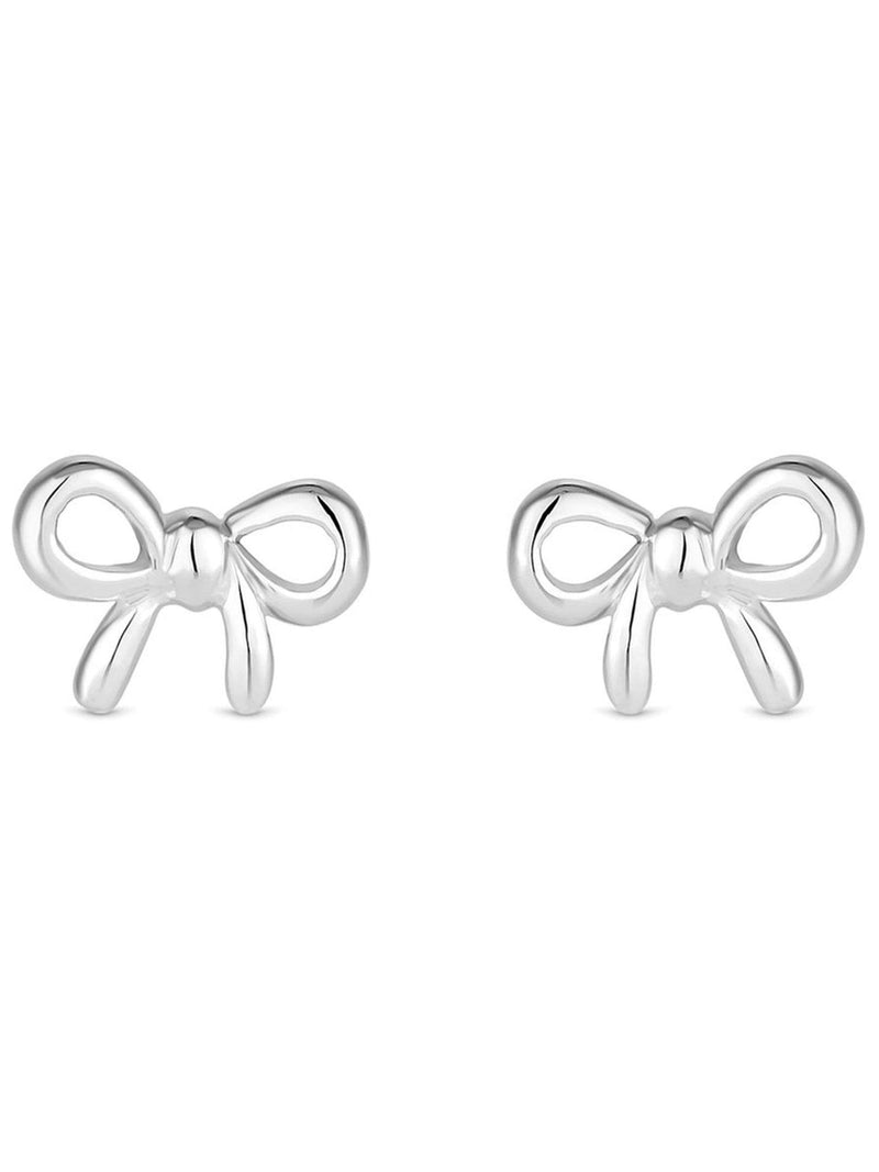 Polished Bow Stud Earrings in 925 Sterling Silver