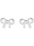 Polished Bow Stud Earrings in 925 Sterling Silver