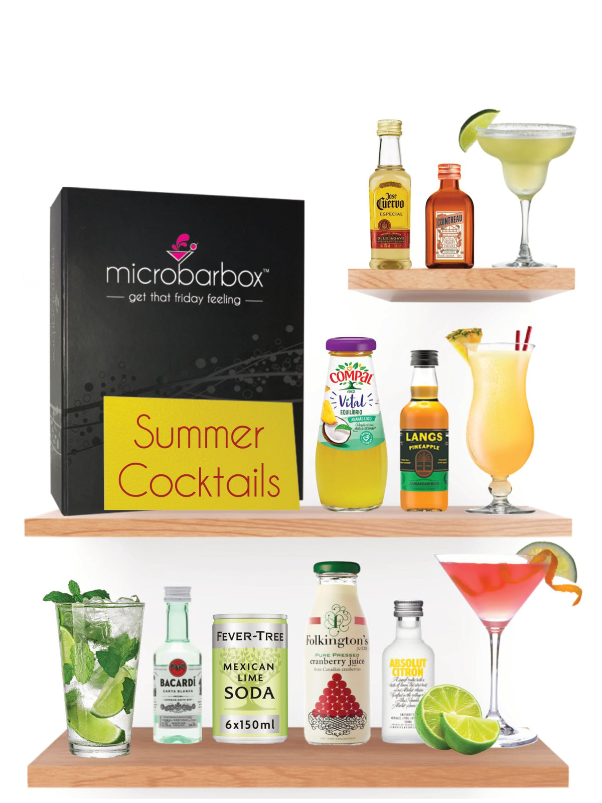Boîte cadeau de cocktails MicroBarBox Cocktails d'été, importée du Royaume-Uni