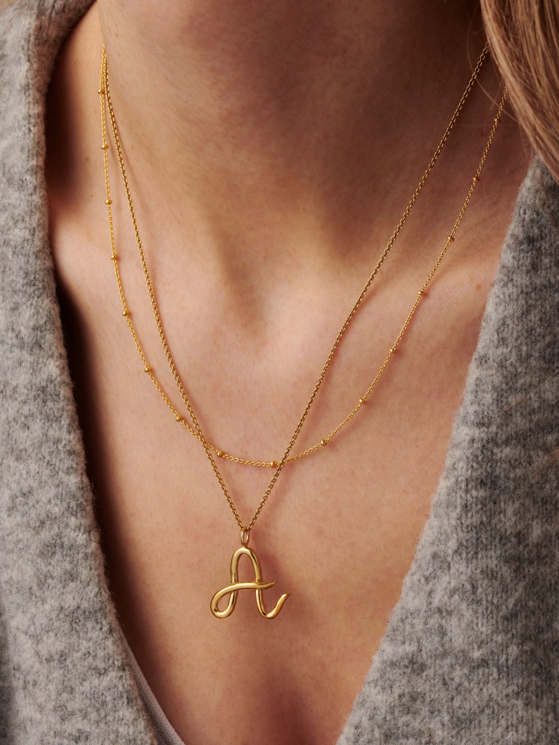 Posh Totty Designs gold tone large initial necklace, imported from the UK