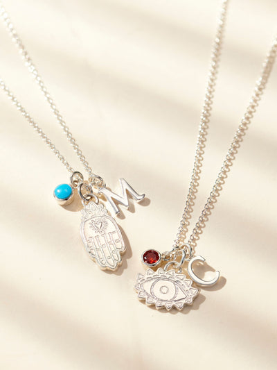 Next Posh Totty Designs Sterling Silver Personalised Talisman Charm Necklace- Buy online at McGrocer
