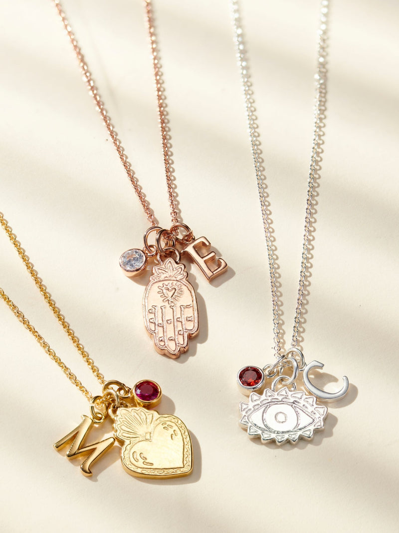Posh Totty Designs personalised talisman charm necklace, imported from the UK