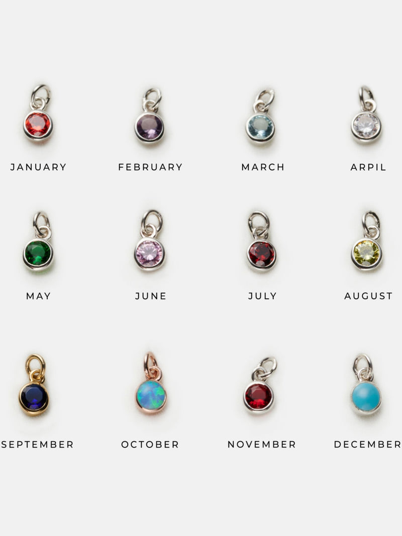 Posh Totty Designs personalised birthstone and initial disc charm necklace, imported from the UK