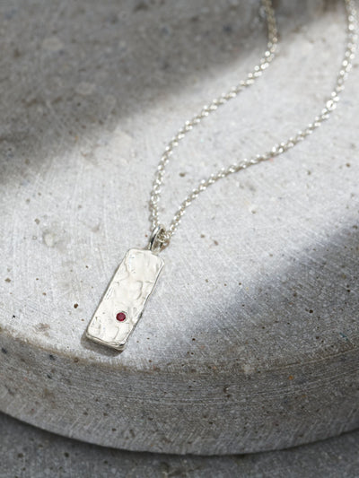 Posh Totty Designs Silver Tone Personalised Birthstone Tag Necklace