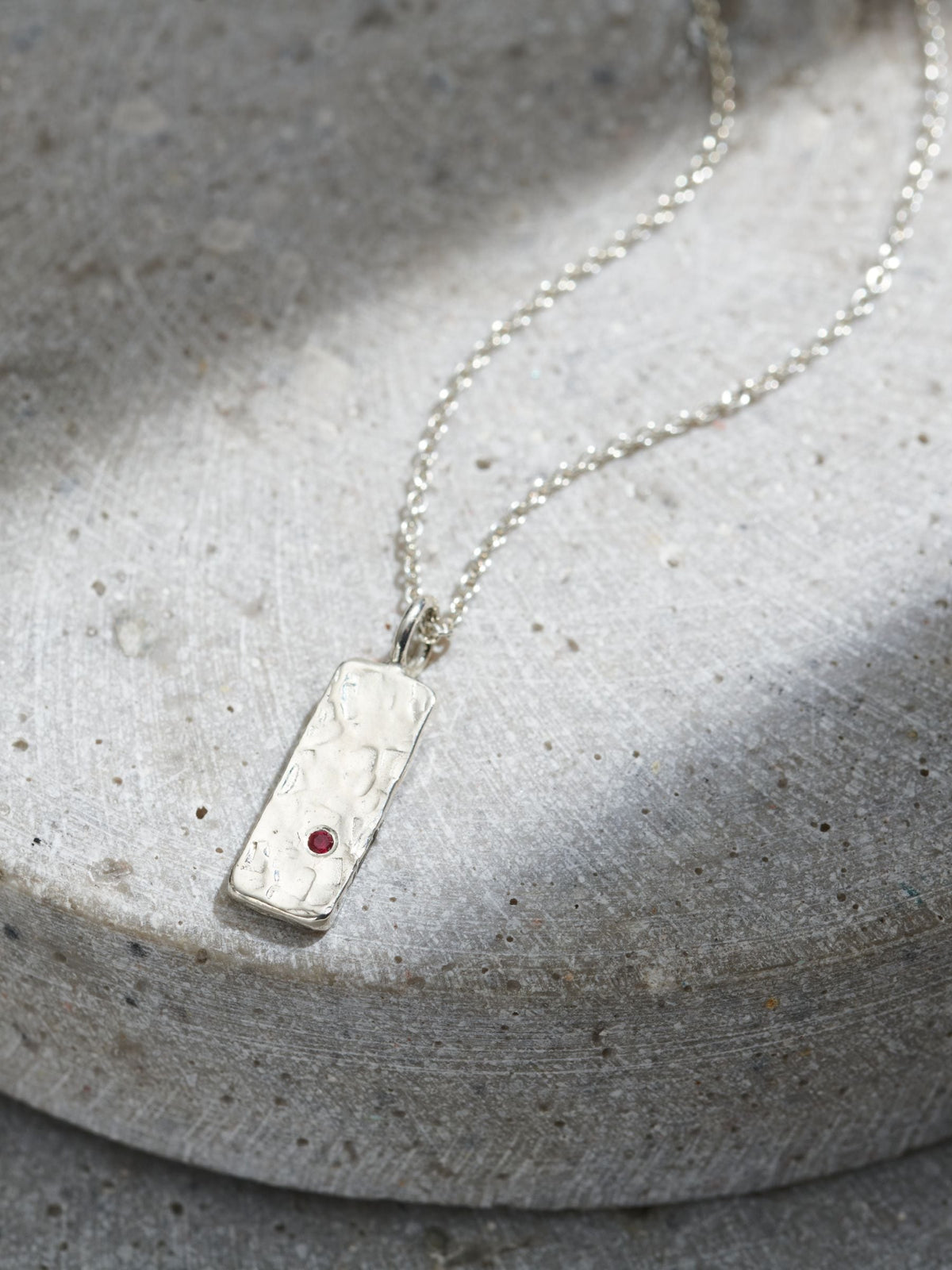 Posh Totty Designs silver tone personalised birthstone tag necklace, imported from the UK