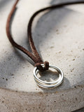 Posh Totty Designs Personalised Two Ring Russian Leather Cord Necklace 24 inch, imported from the UK