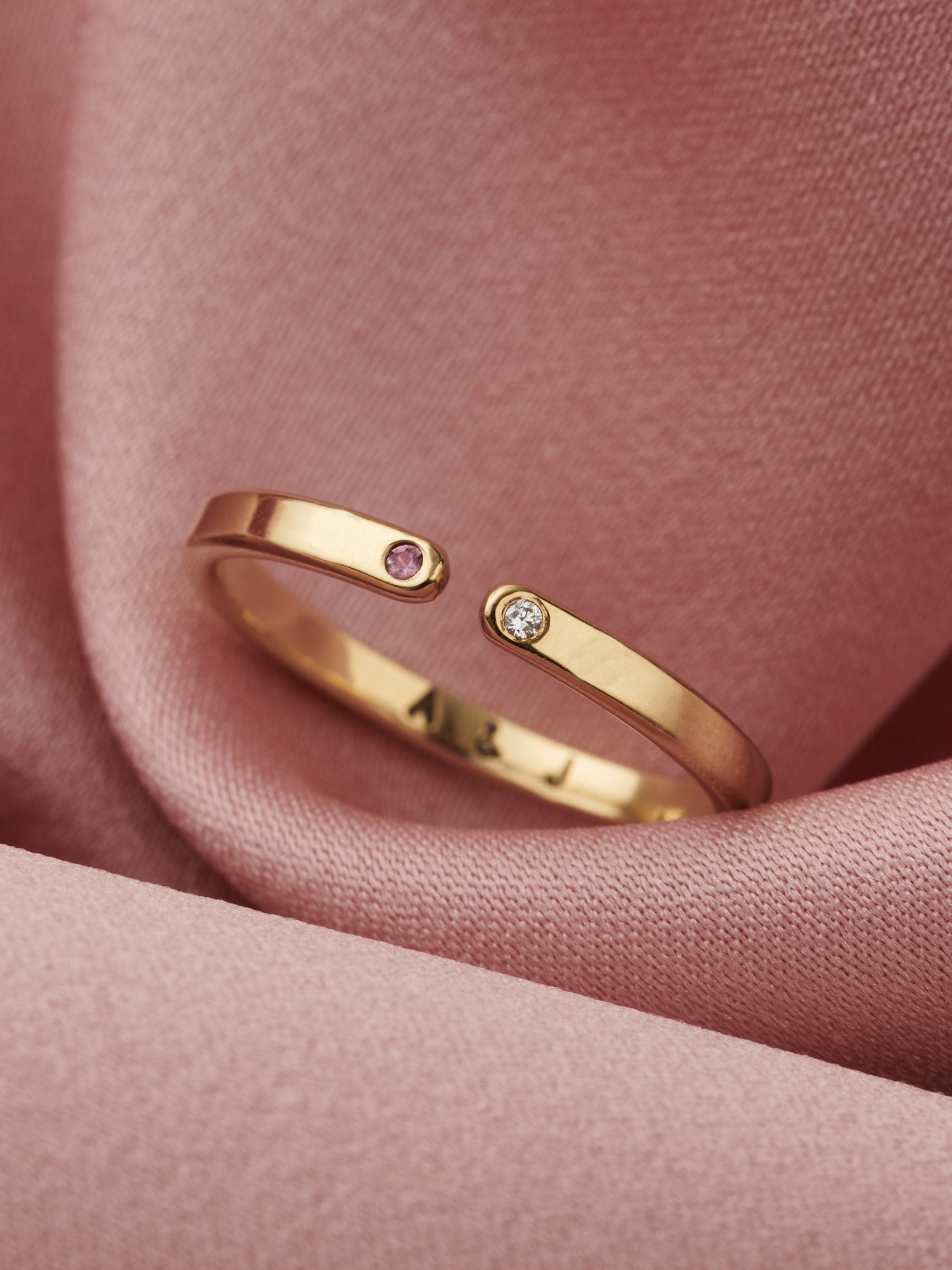 Posh Totty Designs personalised birthstone open ring, imported from the UK