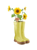 Dibor large yellow welly boot planter, imported from the UK