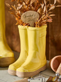 Dibor yellow Wellington boot planter set with markers, UK version