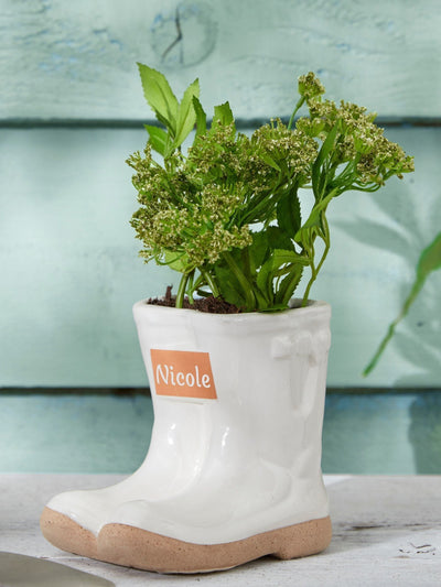 Next Dibor Small White Personalised Welly Boots Garden Planter- Buy online at McGrocer