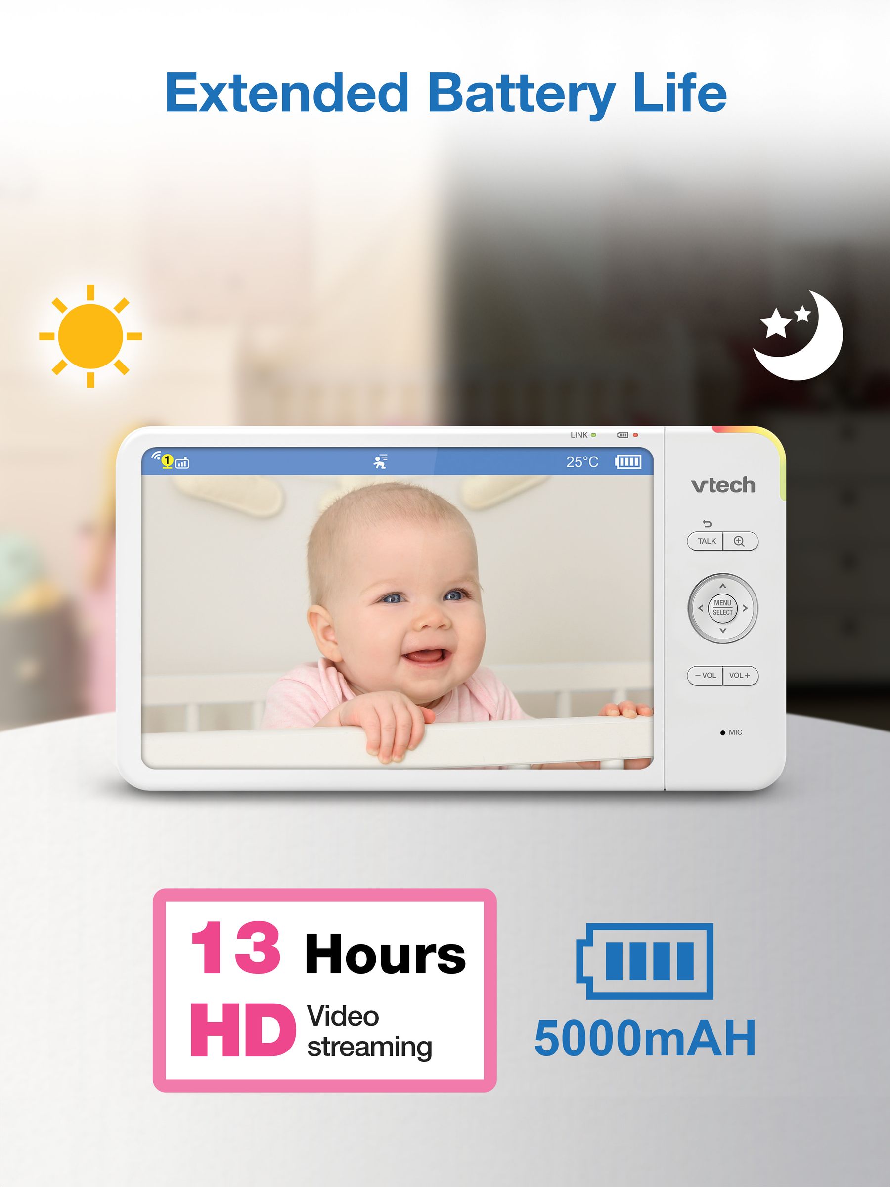 V-Tech WM7367HD 7-inch video baby monitor (British brand)