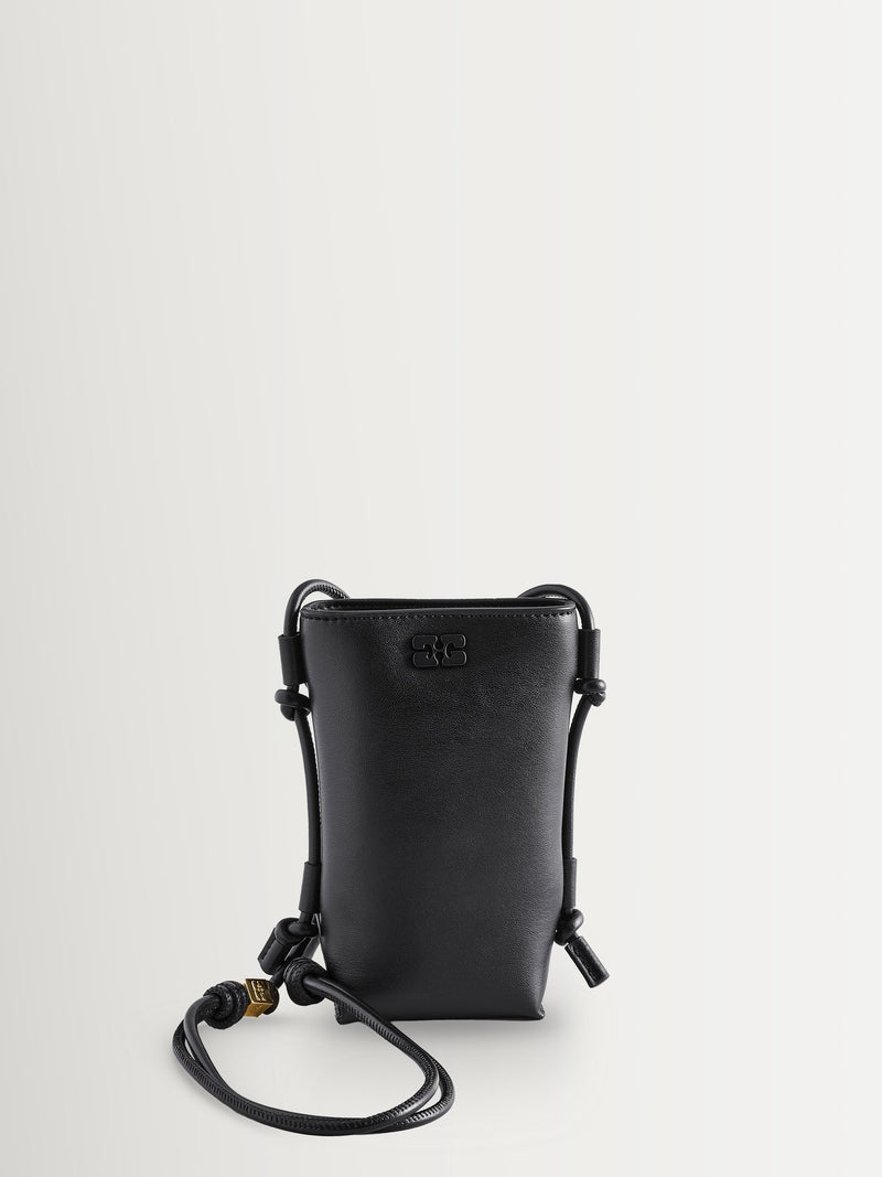 GANNI Bou crossbody bag black leather, imported from the UK