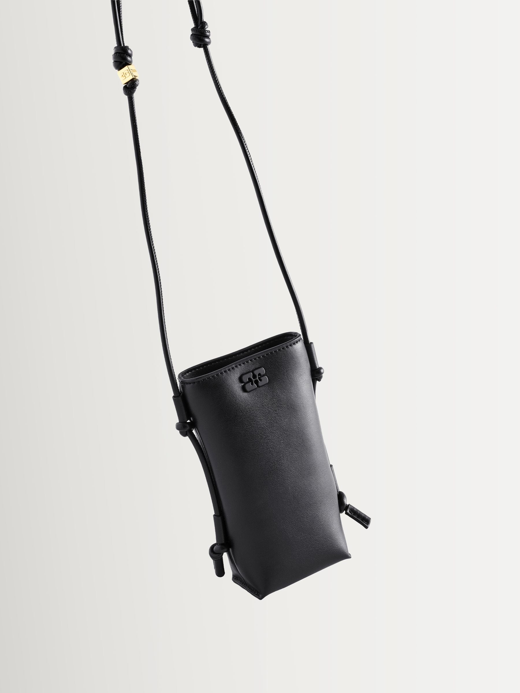 GANNI Bou crossbody bag black leather, imported from the UK