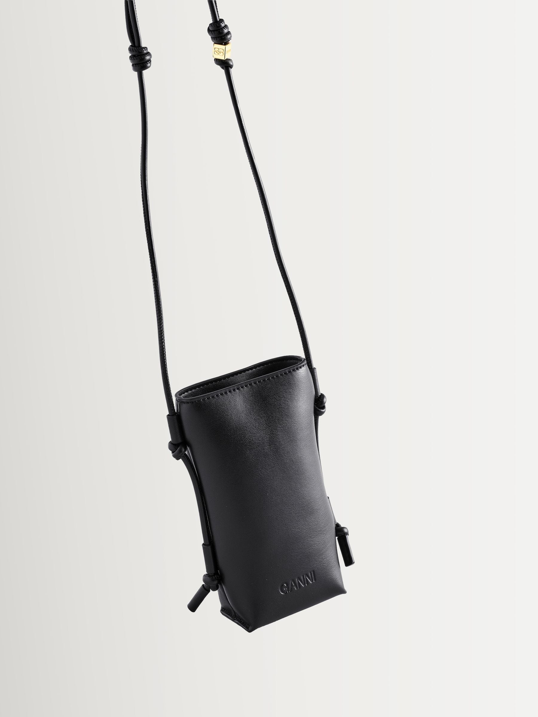 GANNI Bou crossbody bag black leather, imported from the UK