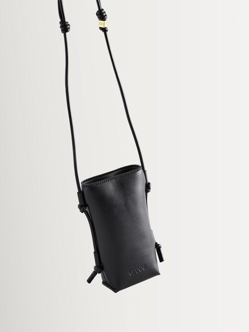 GANNI Bou crossbody bag black leather, imported from the UK