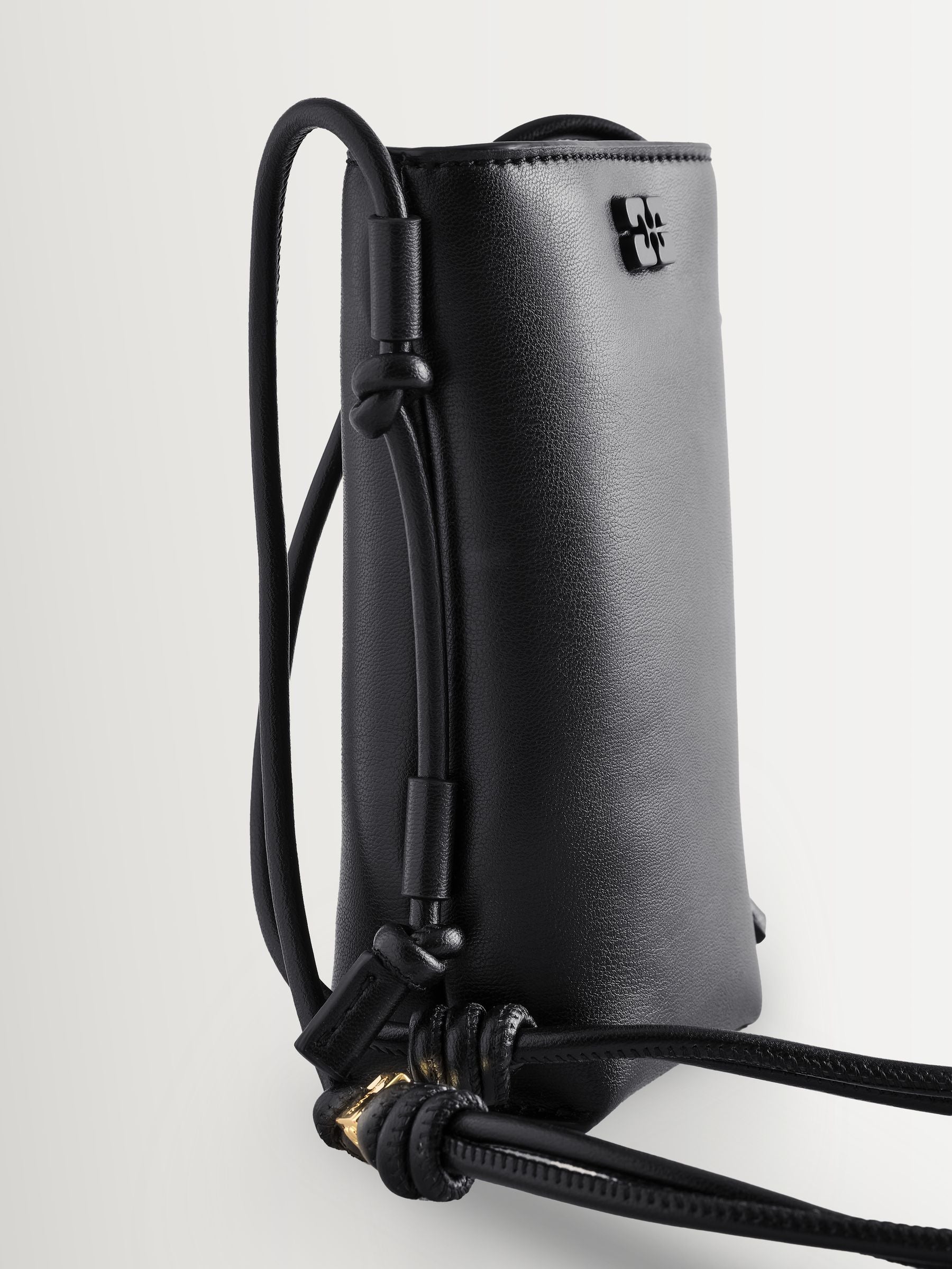 GANNI Bou crossbody bag black leather, imported from the UK