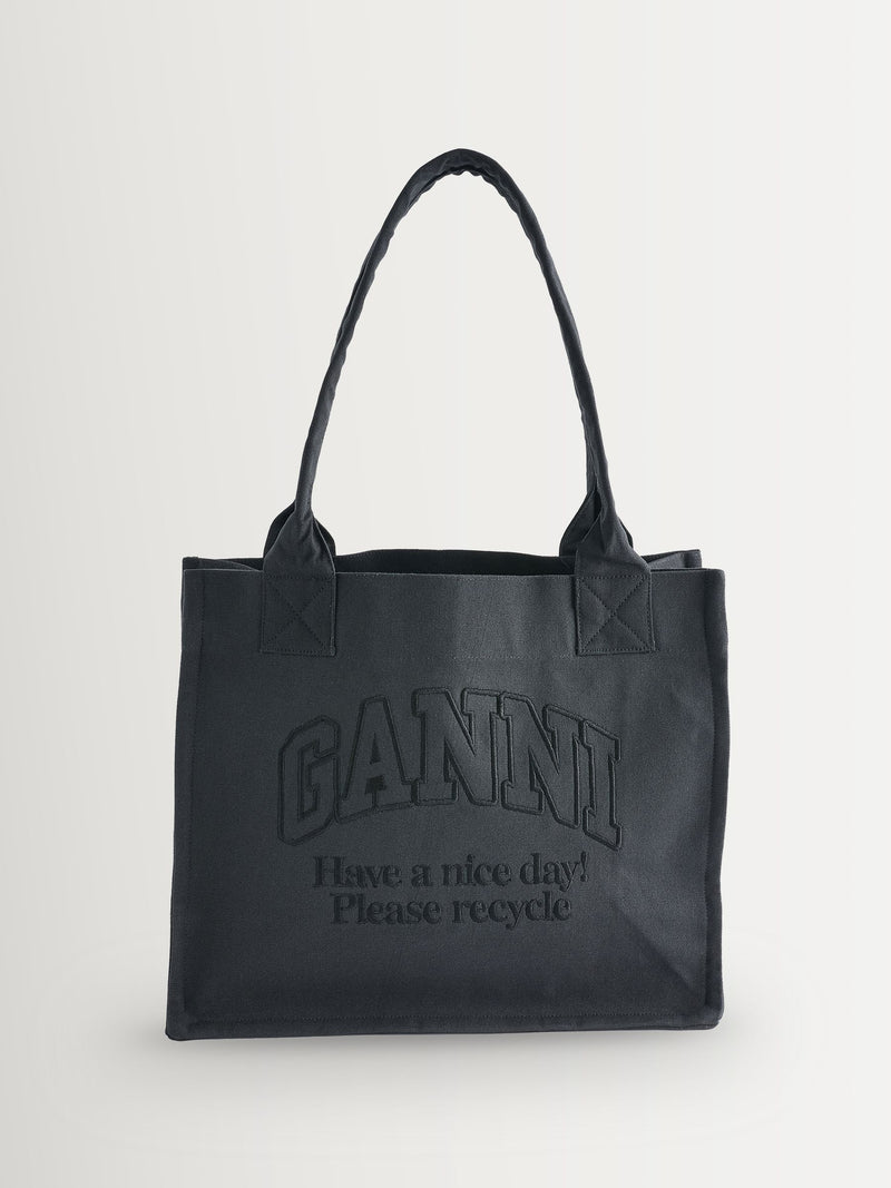 GANNI Black Denim Easy Shopper Tote Bag