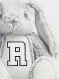 Alphabet grey personalised mini plush bunny (British brand)