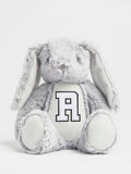 Alphabet grey personalised mini plush bunny (British brand)