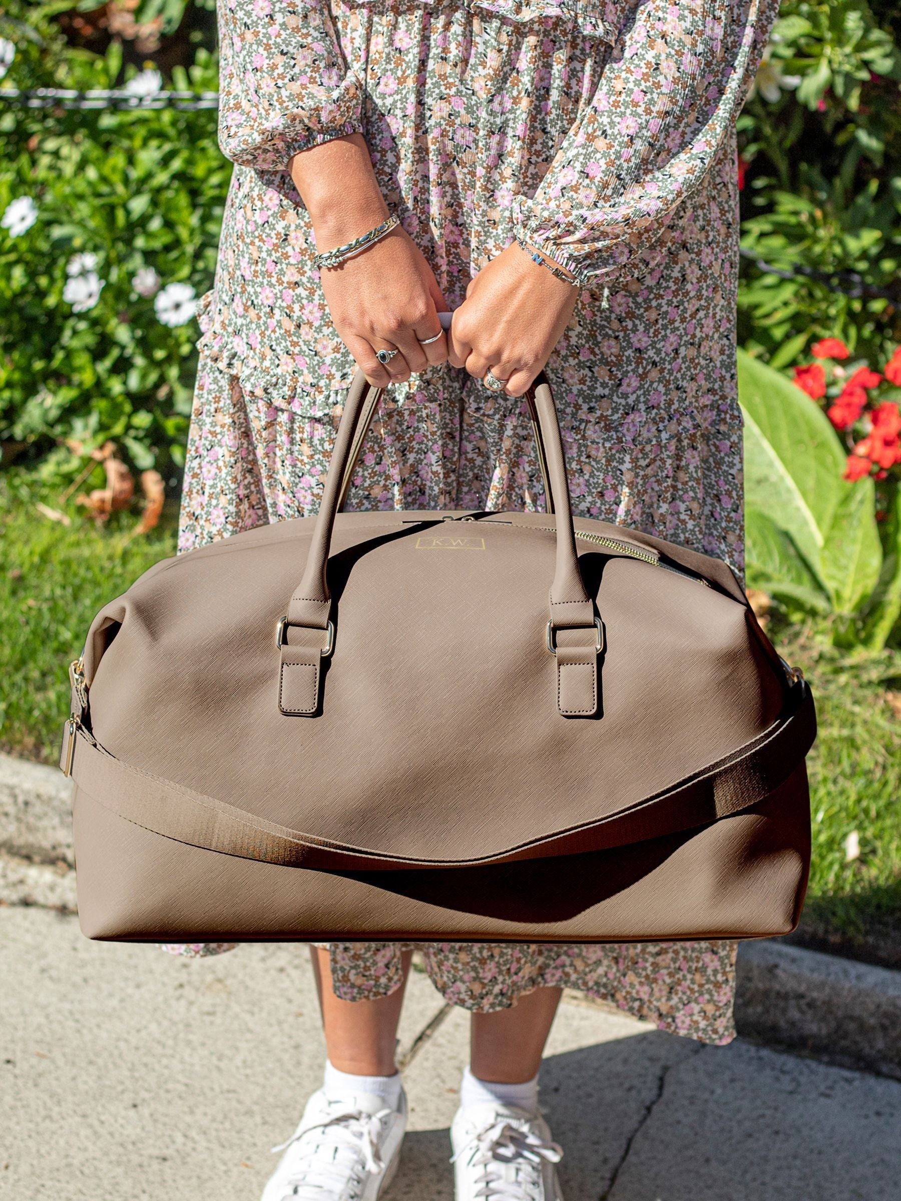 Jonnys Sister personalised PU leather weekend holdall, imported from the UK