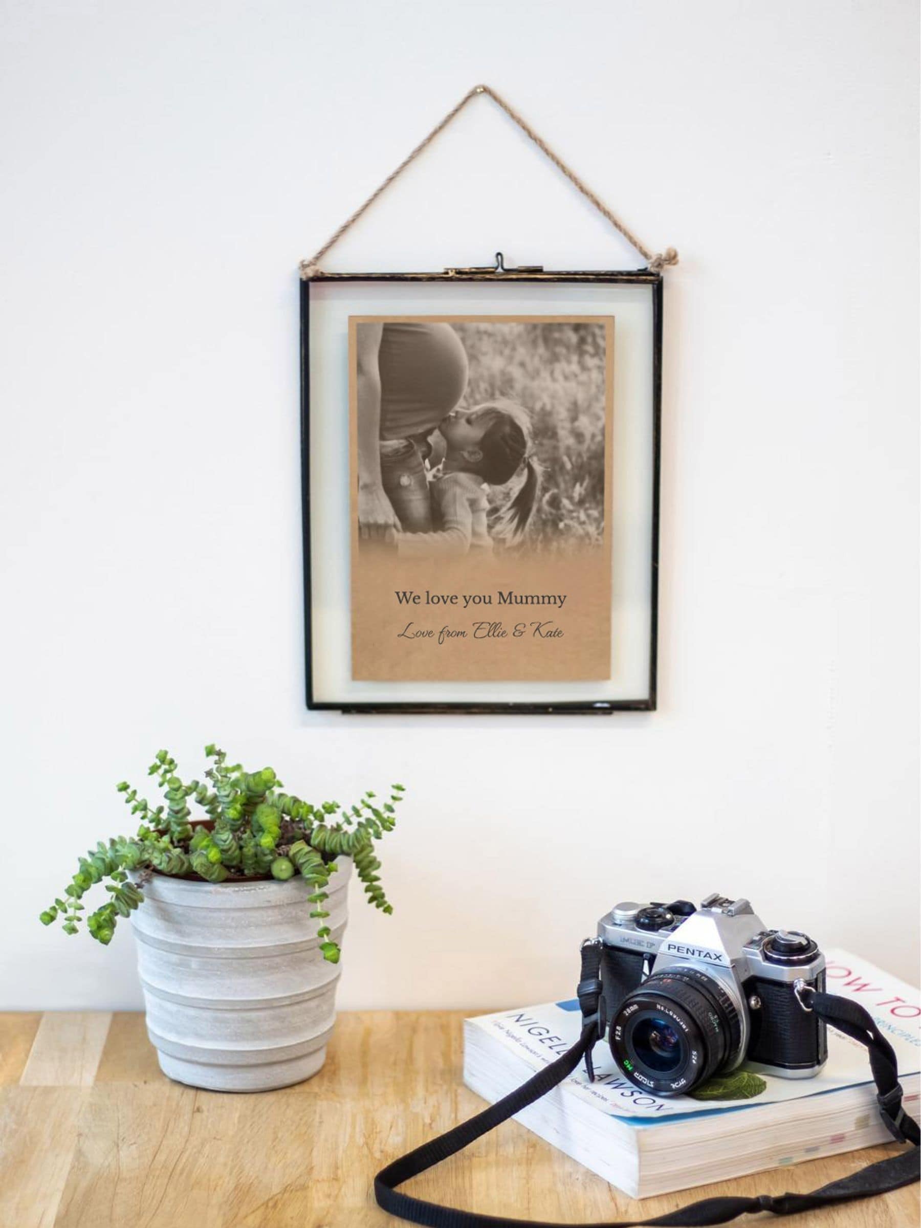 Jonnys Sister personalised vintage glass framed brown photo print, imported from the UK
