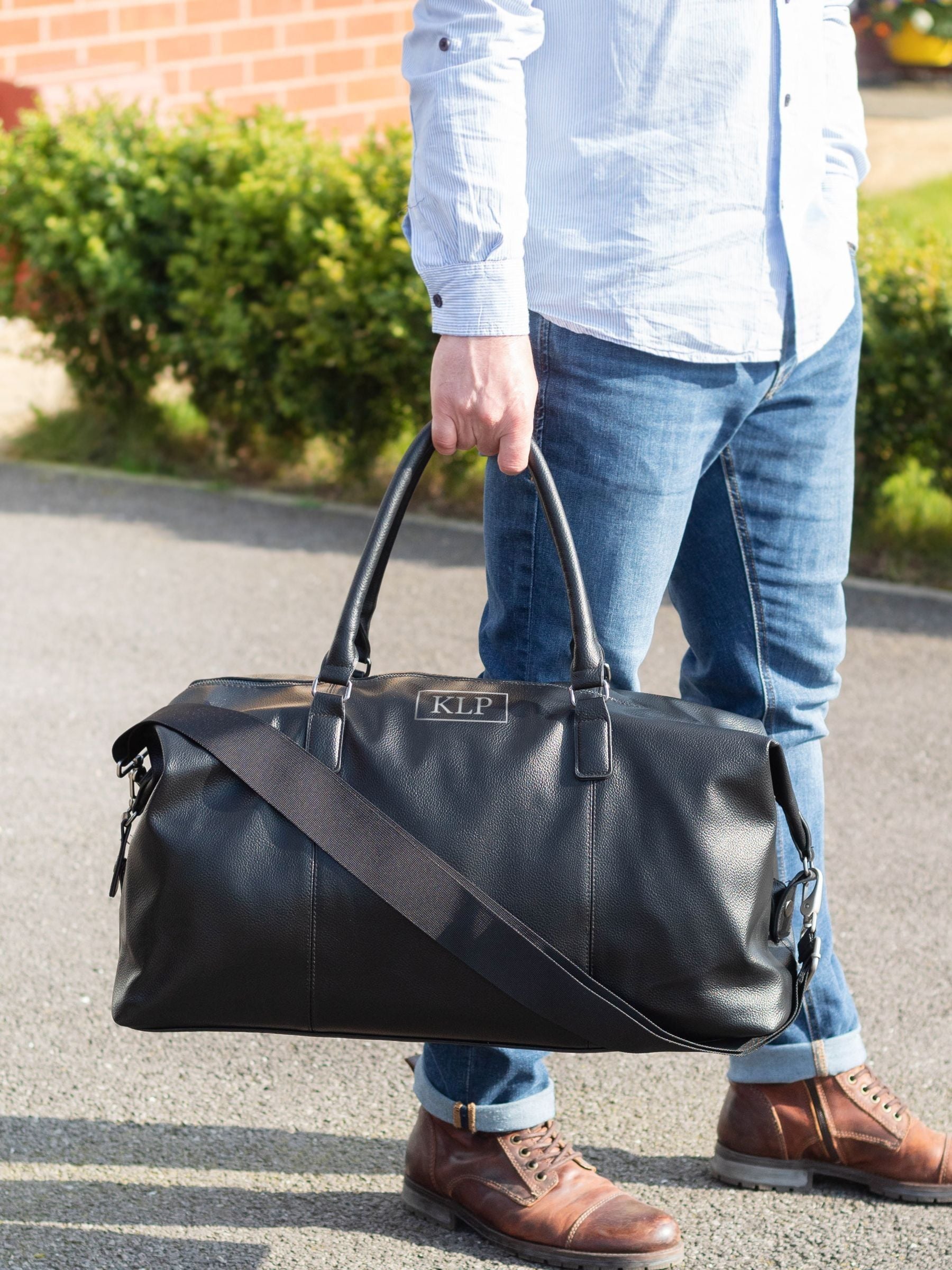 Jonnys Sister personalised travel holdall with strap - British product