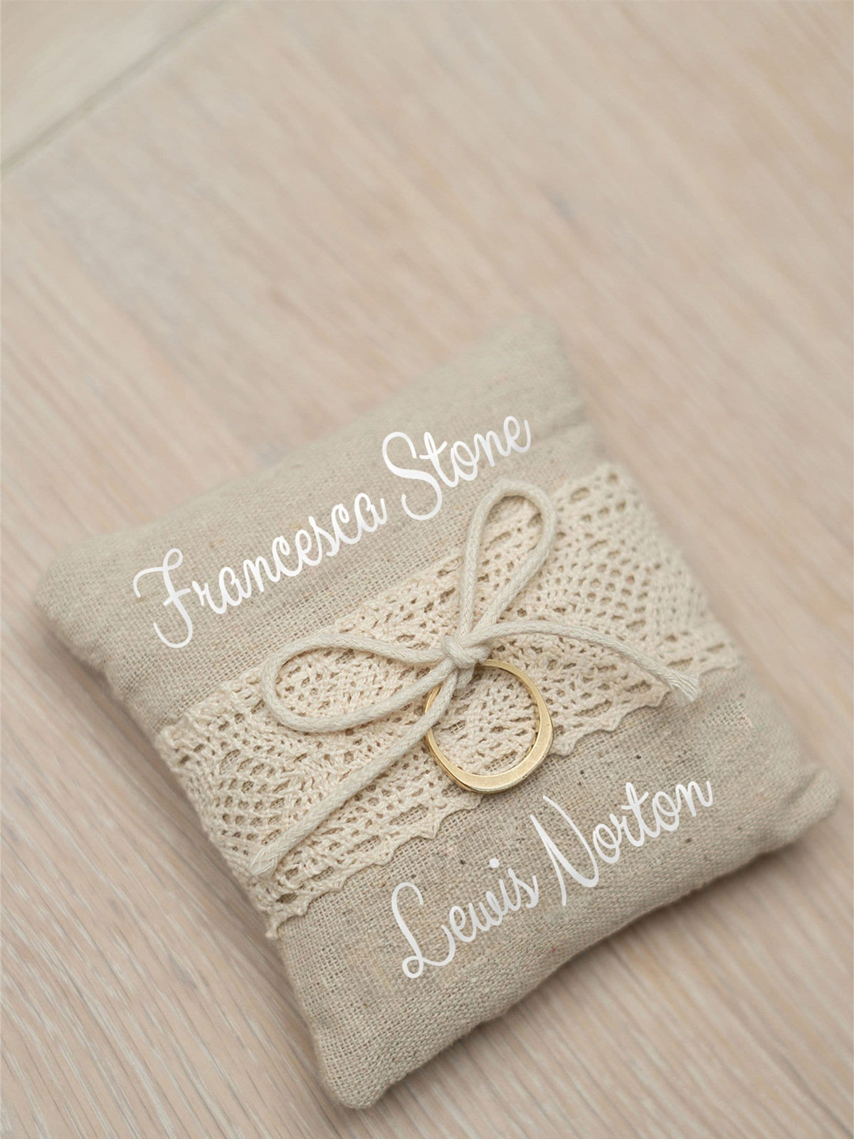 Jonnys Sister personalised wedding ring cushion 20cm, UK version