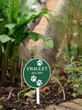 Jonnys Sister personalised round metal pet memorial plaque, UK version