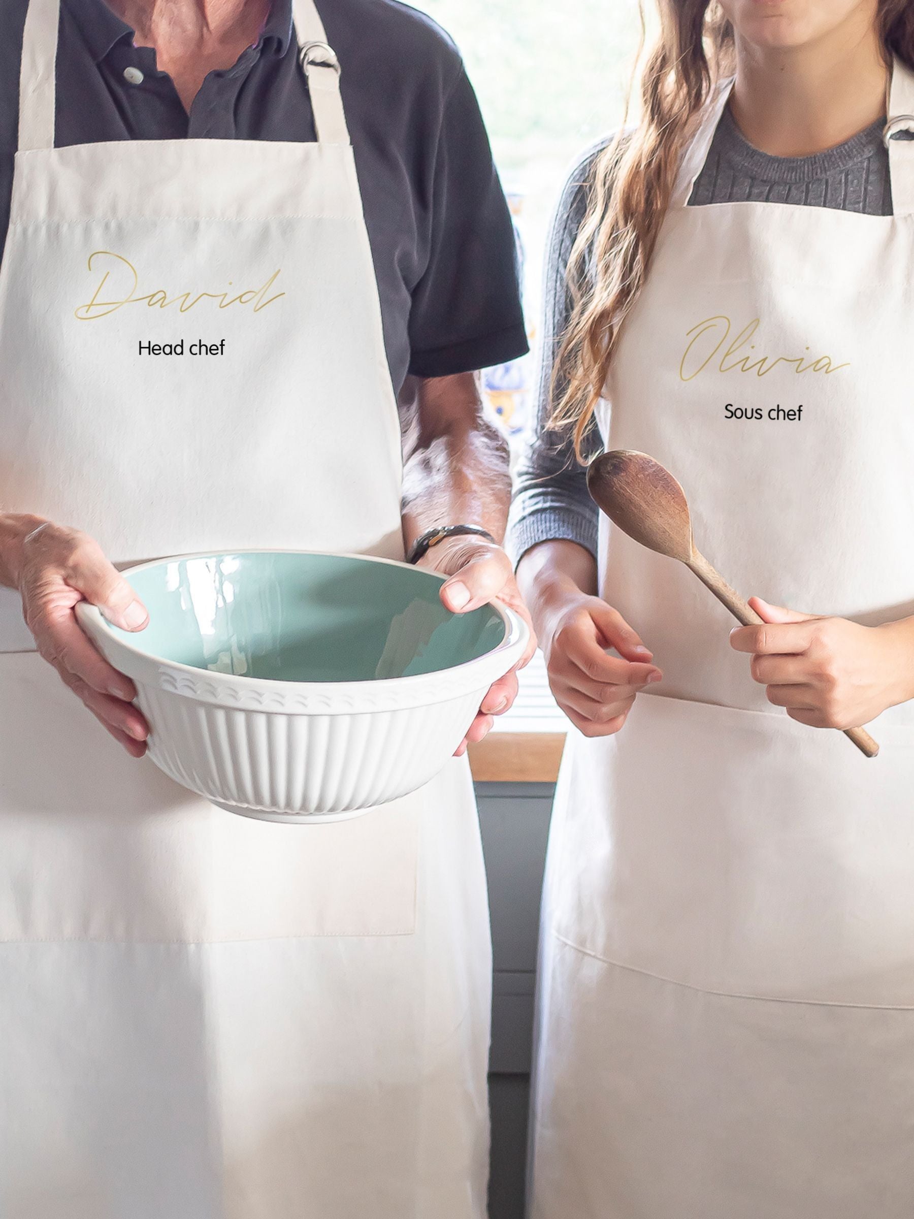 Personalised Couples Matching 100% Cotton Apron by Jonnys Sister