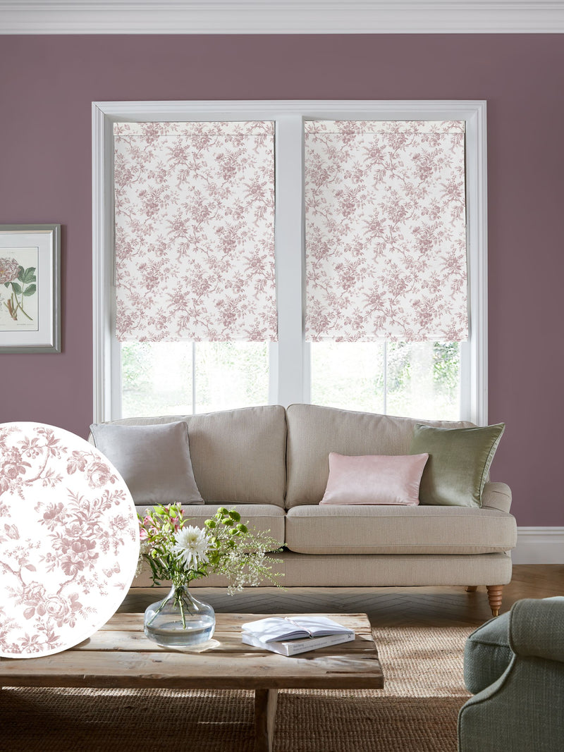 Laura Ashley roman blind Dark Blush Pink Walled Garden print - British product