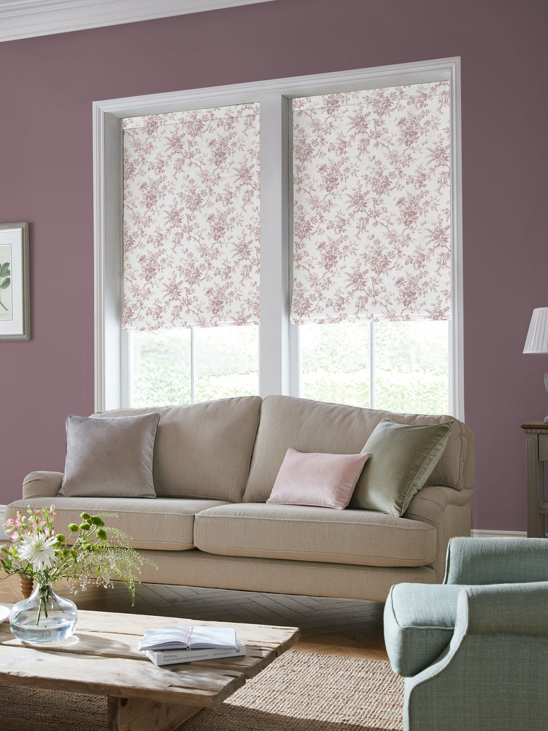 Laura Ashley roman blind Dark Blush Pink Walled Garden print - British product