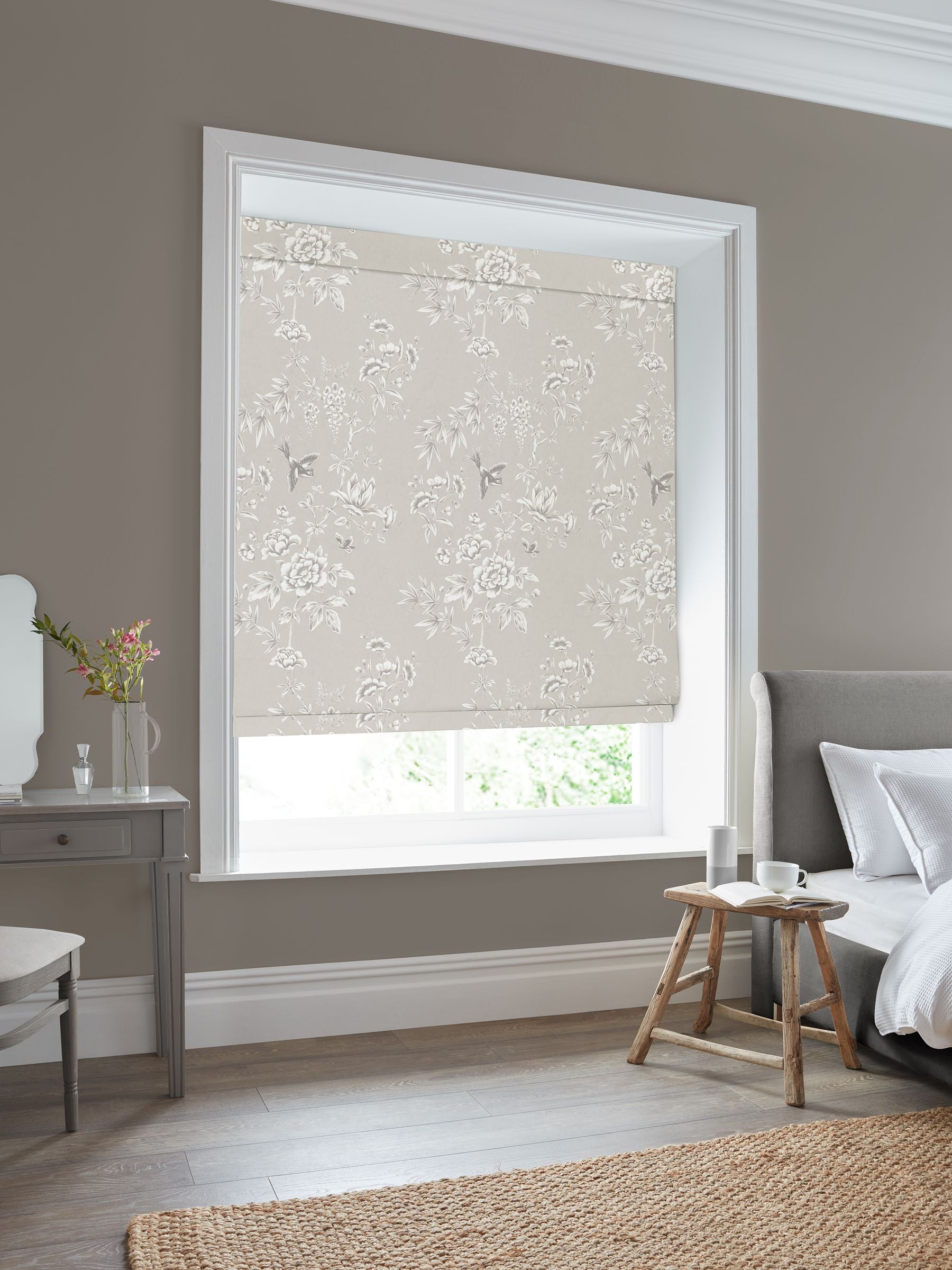 Laura Ashley Natural Rowshaw Garden made to measure roman blind - British product