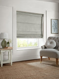 Laura Ashley pale French grey velvet roman blind, imported from the UK