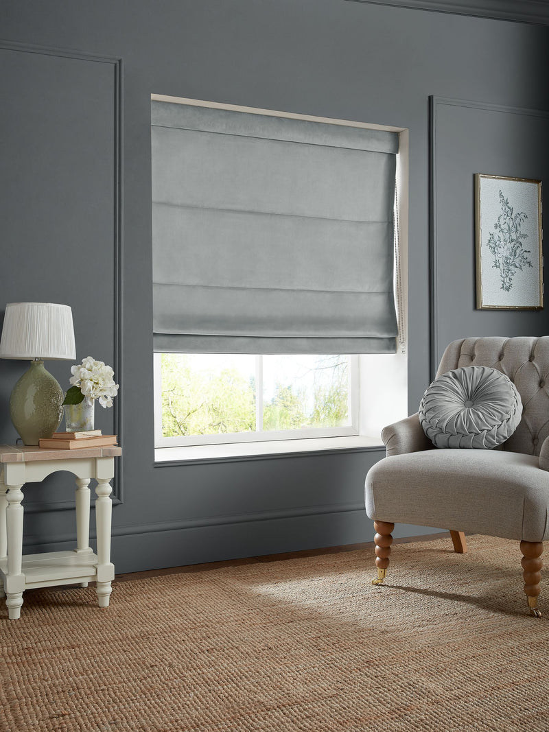 Laura Ashley Steel Grey Middleton velvet roman blind, UK version