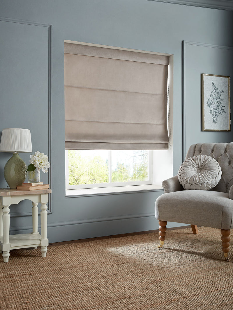 Laura Ashley truffle natural made to measure roman blind - British product