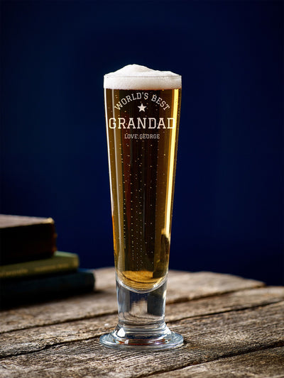 Next Loveabode Personalised Worlds Best and Star Tall Beer Glass 14oz- Buy online at McGrocer